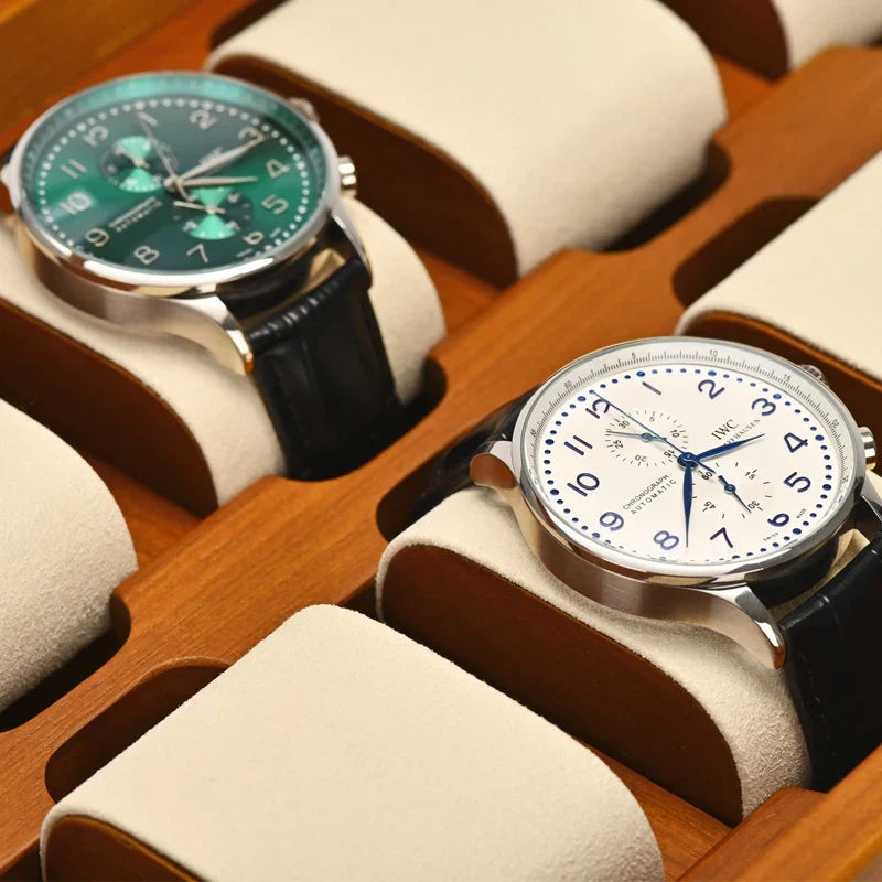 Oirlv, caja organizadora de joyería de madera maciza con 10 rejillas, soporte para reloj, estuche de almacenamiento, caja expositora para hombre y mujer, regalos para hombre